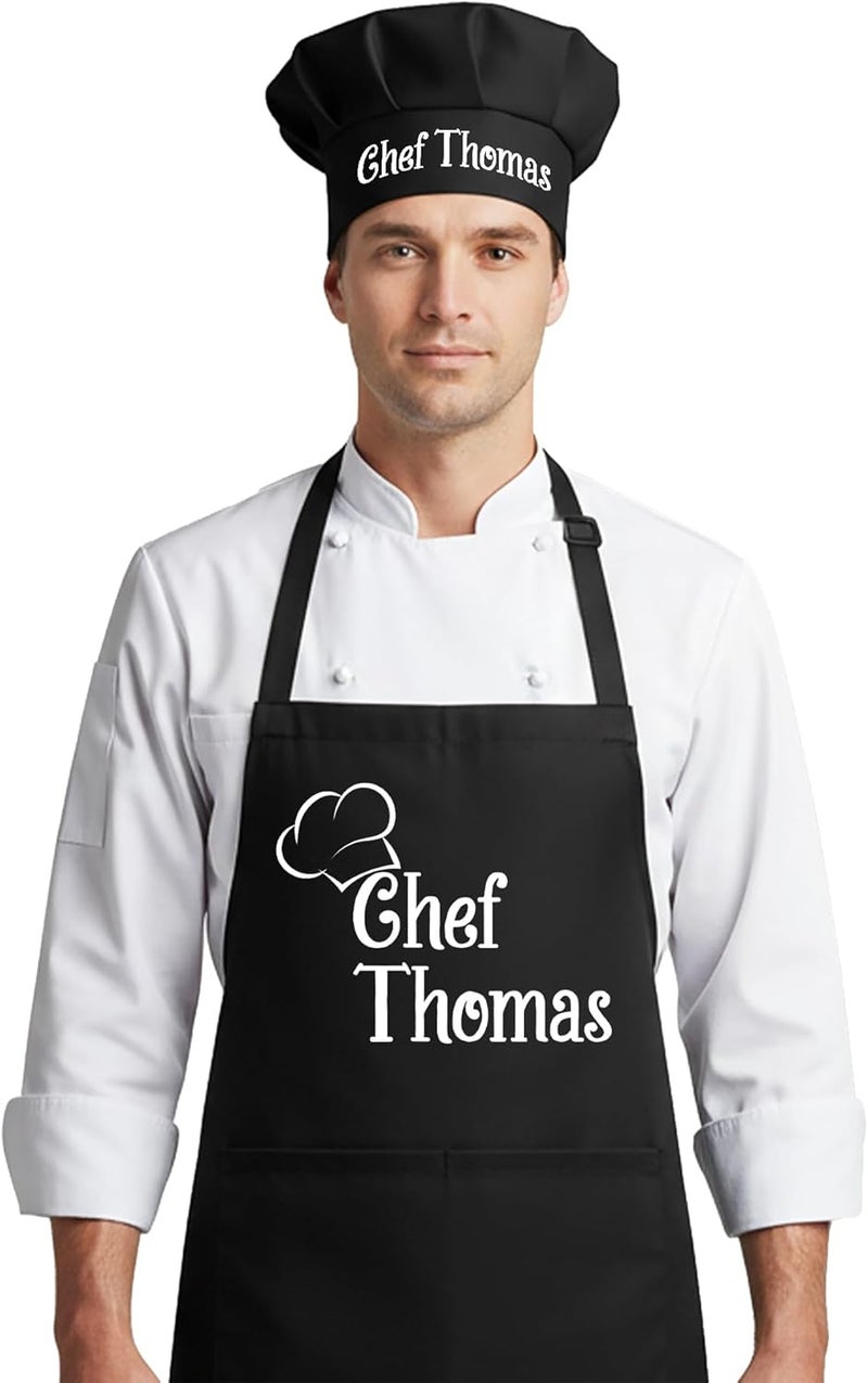 Handmade Chef Apron with Custom Name, Personalized Gifts for Men, Gifts for Women, Aprons for Women with Pockets, Valentines Day Gifts, Father's Day Gifts, Christmas Gifts, Anniversary, Mother's Day Gifts - Image 1
